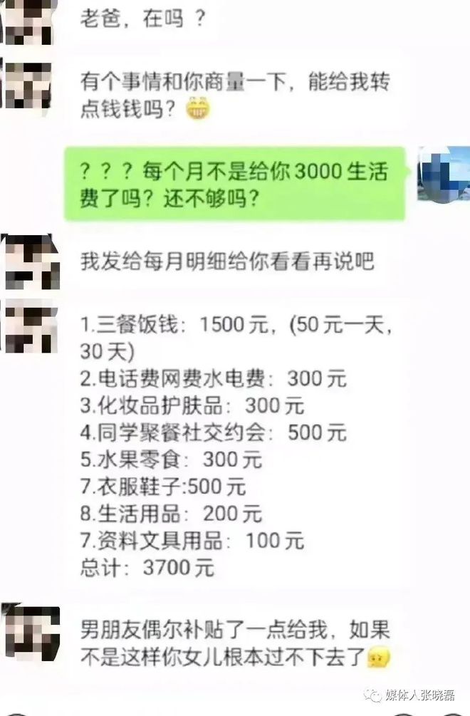 女大学生没有钱买化妆品向父亲要钱父亲：心疼女儿未来的夫家(图1)
